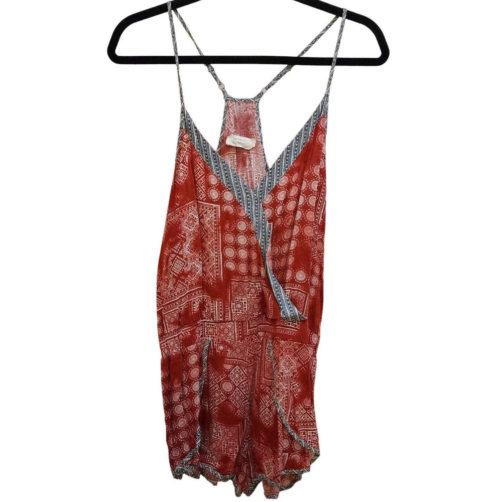 Ocean Drive Red Boho Sleeveless Romper Small